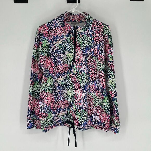 T BY TALBOTS On The Move Pullover Quarter Zip M Multicolor Athleisure UPF 50+ - Picture 2 of 15